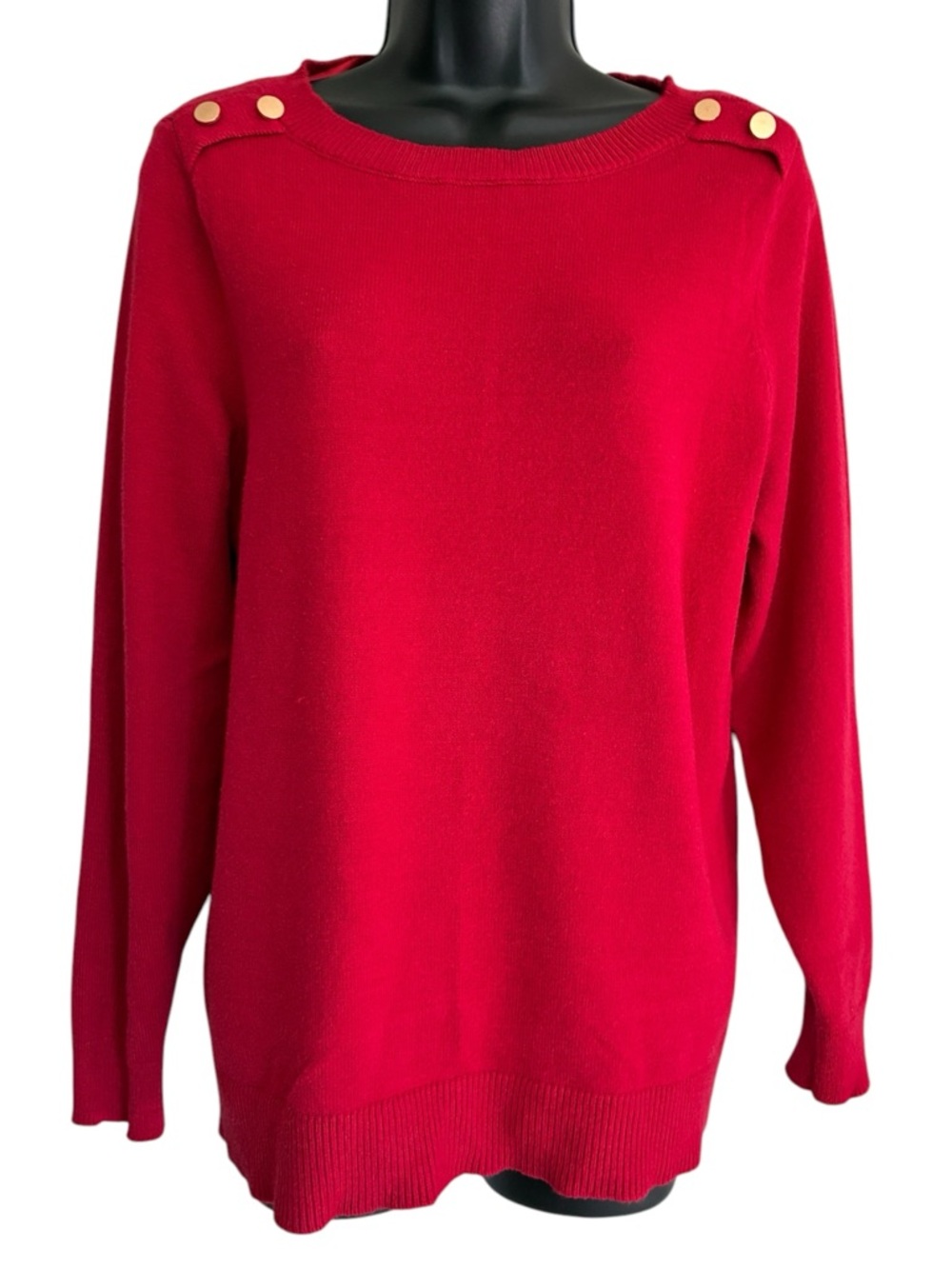 Lane Bryant Bright Red Ribbed Crew Neck Sweater Size 14/16